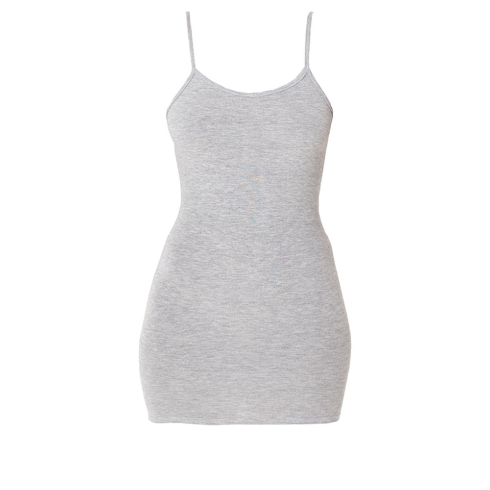 Gray PLT Strappy Scoop Neck Bodycon Dress